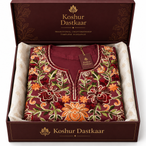 Maroon Kashmiri Embroidered Pheran | Koshur Dastkaar
