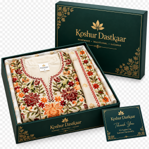 Cream Kashmiri Floral Embroidered Pheran